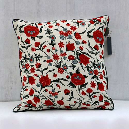 Chintz Flower Block Printed Cushion Cover