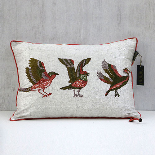 Mughal Birds Block Printed Cushion Cover