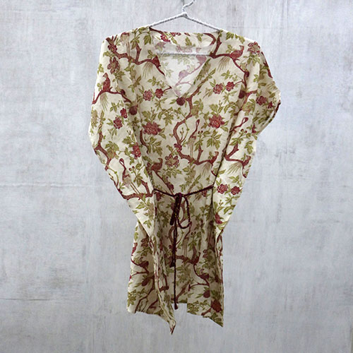 Chintz Tree Of Life Block Printed Kaftan With Belt