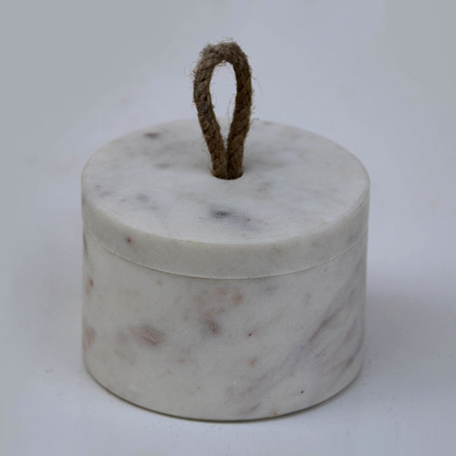 Round Marble Container With Lid
