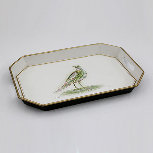 Mughal Bird Hand Painted Octo Tray - Large