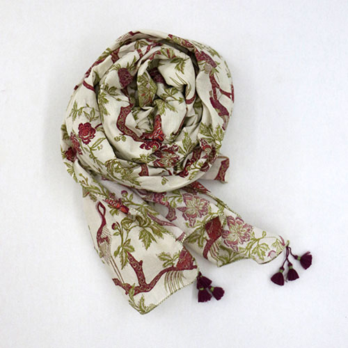 Chintz Tree Of Life Block Printed Scarf