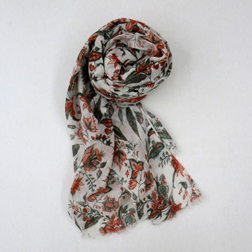 Floral Chintz Block Printed Scarf