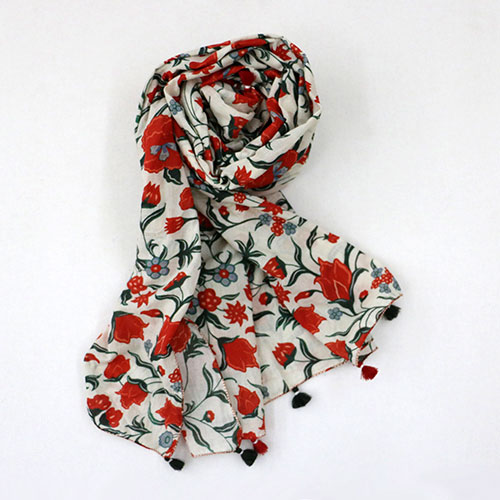 Chintz Flower Block Printed Scarf