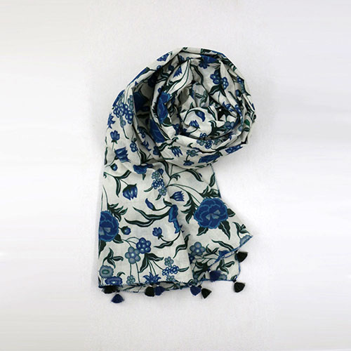 Chintz Flower Block Printed Scarf