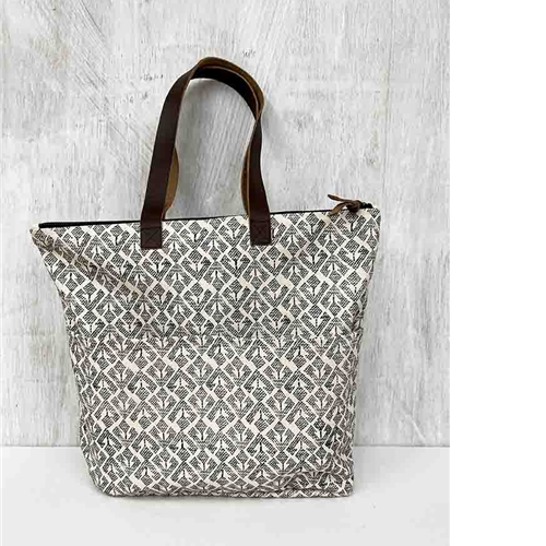 PRINTED LEATHER TOTE