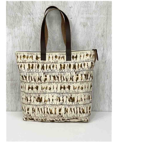 PRINTED LEATHER TOTE